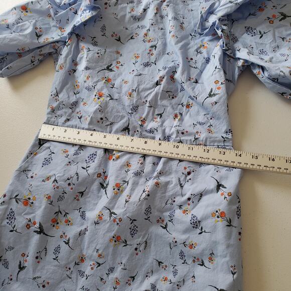 Hyacinth House Romper Womens XS Blue Puff Sleeve Floral Ruffle Cottagecore - Picture 6 of 9